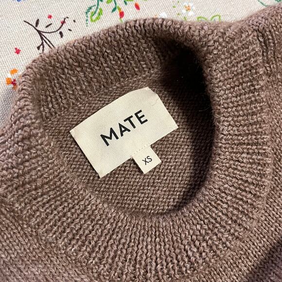 MATE The Label Merino Soft Perfect Crew Neck Mink Brown Sz XS Merino Wool Alpaca - Picture 5 of 6